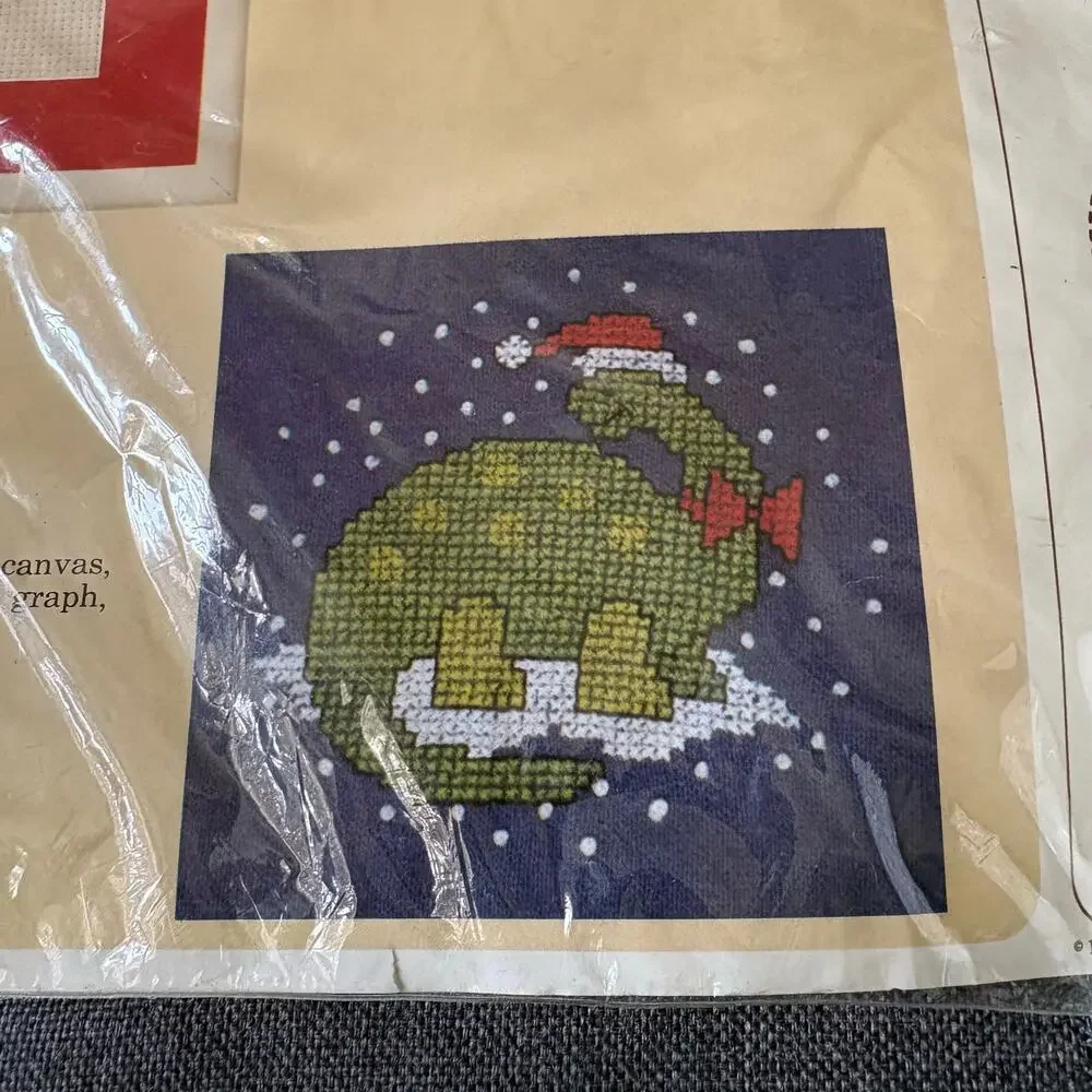 Snowy-saurus 2457 Vintage Counted Cross Stitch Kit by The Creative Circle - 1989